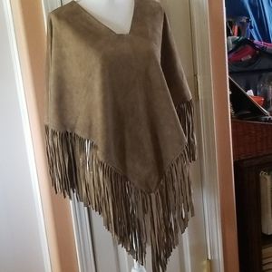 Leather Fringed Poncho